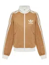 Adidas Originals Knitted-sleeve Zip-up Sweatshirt In Brown