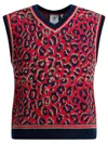 Adidas Originals Adidas X Wales Bonner Leopard Pattern V-neck Sweater Vest In Red