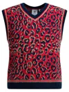 Adidas Originals Adidas X Wales Bonner Leopard Pattern V-neck Sweater Vest In Red