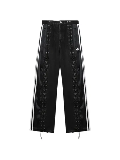 Adidas Originals Lace-up 3-stripes Trousers In Black