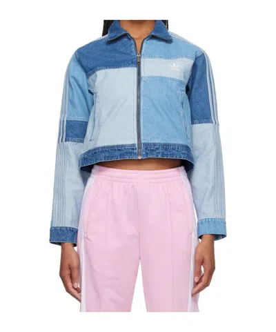 Adidas Originals Lapel Denim Jacket In Blue