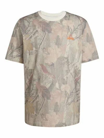 Adidas Originals Leaf-print Cotton T-shirt In Neutral