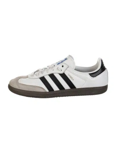 Pre-owned Adidas Originals Leather Colorblock Pattern Sneakers In White