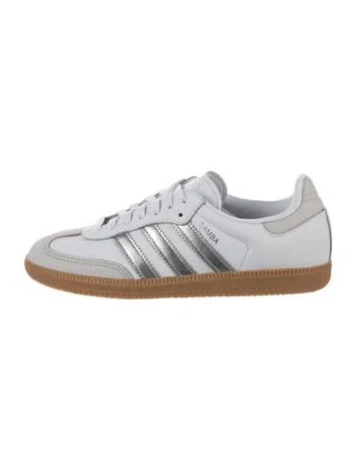 Pre-owned Adidas Originals Leather Colorblock Pattern Sneakers In White
