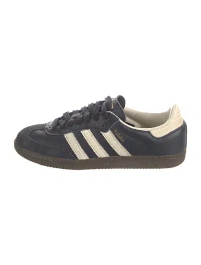 Pre-owned Adidas Originals Leather Scalloped Accent Sneakers In Blue
