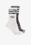 Adidas Originals Leopard Crew Socks - Set Of 2 In White