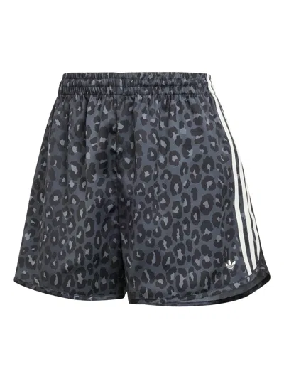 Adidas Originals Leopard-print Shorts In Gray