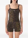 Adidas Originals Leopard-print Three-stripe Bodysuit In Brown