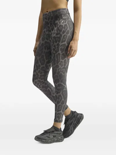 Adidas Originals Leopard-print Leggings In Gray