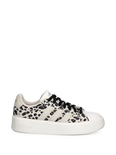 Adidas Originals Leopard-print Platform Sneakers In White