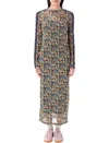 Adidas Originals Floral Sheer Midi Dress With Stripes In Multi Floer