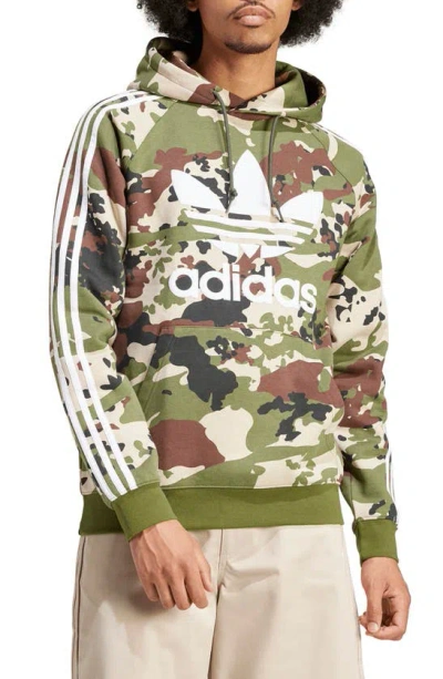 Adidas Originals Lifestyle Camo Hoodie In Wild Pine