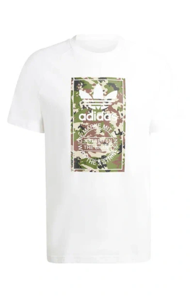 Adidas Originals Lifestyle Camo Logo Graphic T-shirt In White