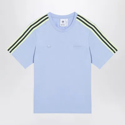 Adidas Originals Light Blue Cotton T-shirt With Stripes