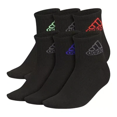 Adidas Originals Little & Big Kid Boys 6 Pair Quarter Ankle Socks In Black