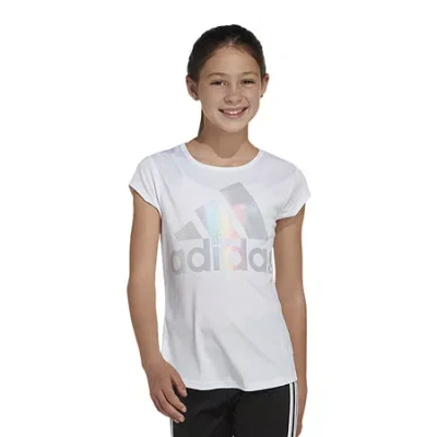 Adidas Originals Kids' Little Girls Round Neck Short Sleeve Regular Fit Graphic T-shirt In White