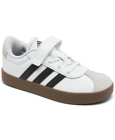 Adidas Originals Little Kids Vl Court 3.0 Fastening Strap Casual Sneakers From Finish Line In White,black