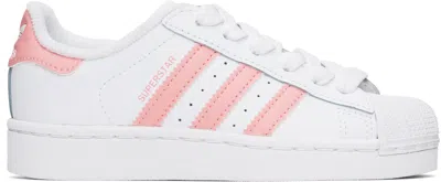 Adidas Originals Little Kids White & Pink Superstar Ii Sneakers In White/semi Pink Spark/white