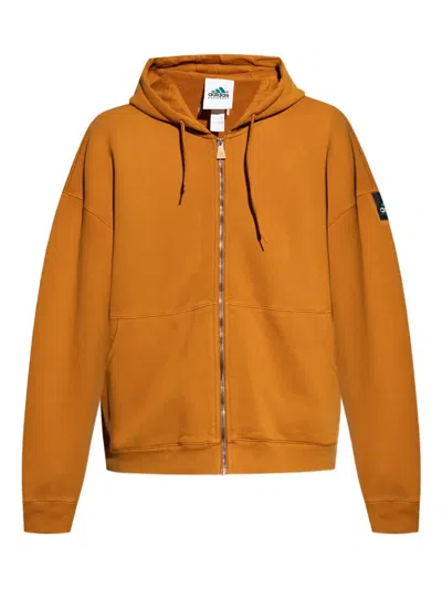 Adidas Originals Logo-appliqué Zip-up Hoodie In Orange