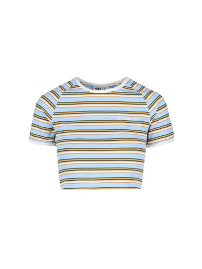 Adidas Originals Logo Crop T-shirt In Light Blue
