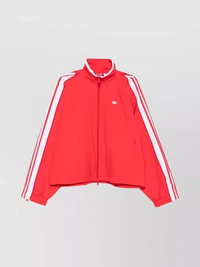 Adidas Originals Logo Cropped Fit Sweatshirt With Side Stripes In Red
