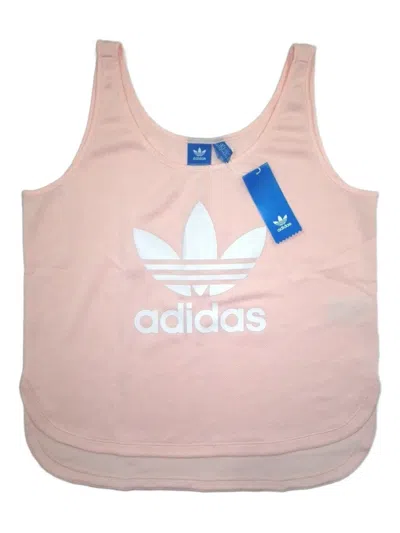 Adidas Originals Logo-detail Curved Hem Tank Top In Pink