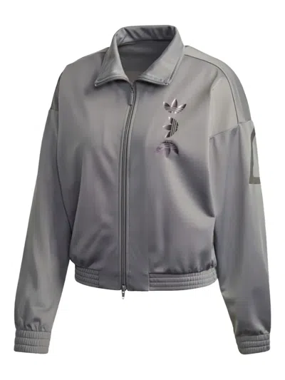 Adidas Originals Logo-detail Track Jacket In Gray