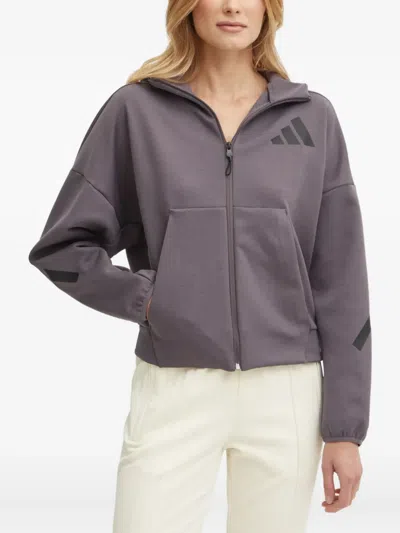 Adidas Originals Logo-detail Zip-up Hoodie In Purple