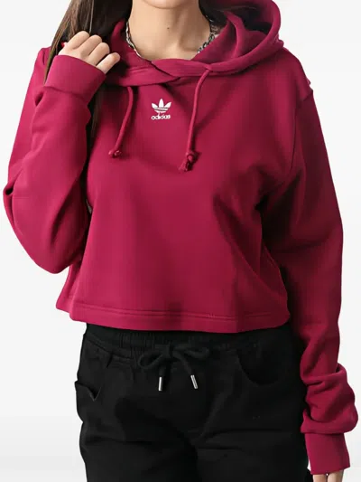 Adidas Originals Logo-embroidered Hoodie In Burgundy