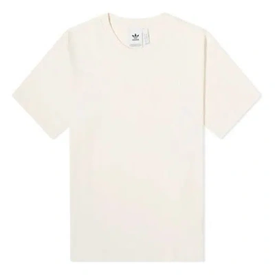 Adidas Originals Logo Embroidered Solid Color Sports Round Neck Short Sleeve Couple Style White
