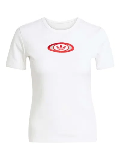 Adidas Originals Logo-embroidered T-shirt In White