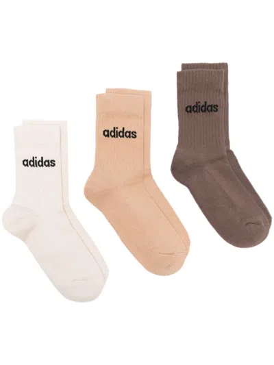 Adidas Originals Logo Intarsia-knit Socks (pack Of Three) In White