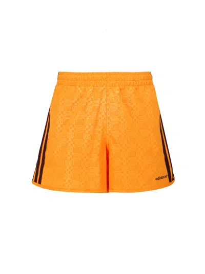 Adidas Originals Logo Jogger Shorts In Orange