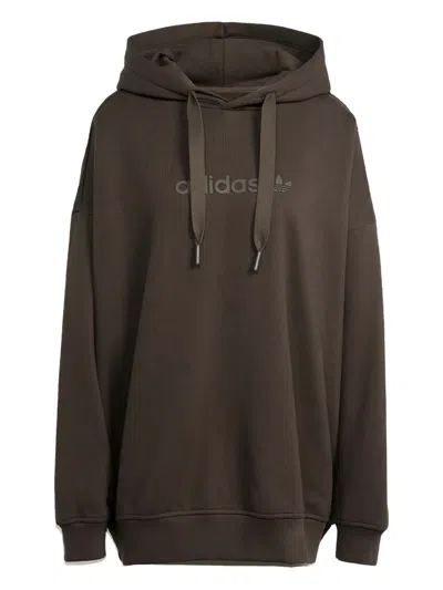Adidas Originals Logo Long-sleeves Cotton Hoodie In Brown