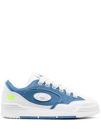Adidas Originals Logo-patch Canvas Sneakers In Blue