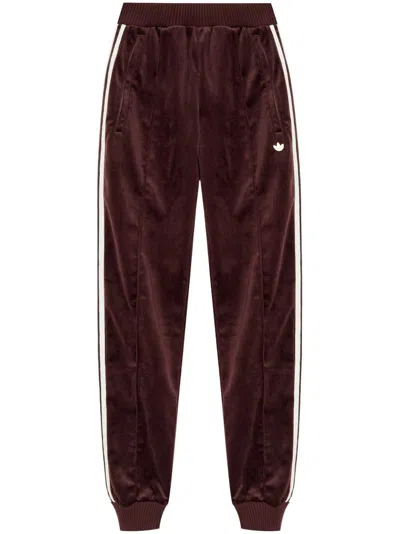 ADIDAS ORIGINALS LOGO-PATCH VELVET TRACK PANTS
