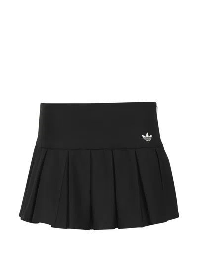 Adidas Originals Logo Pleated Skirt In Black