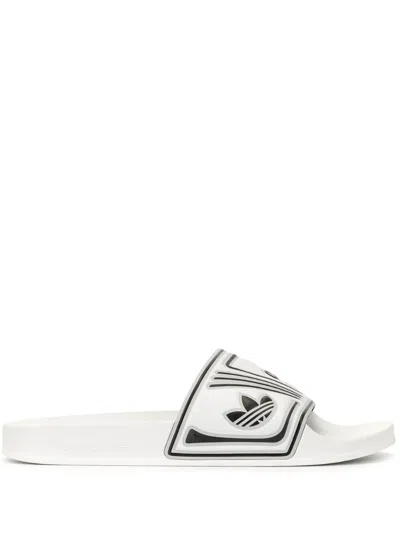 Adidas Originals Logo Pool Slides In White