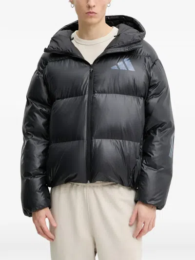 Adidas Originals Logo-print Hooded Jacket In Black