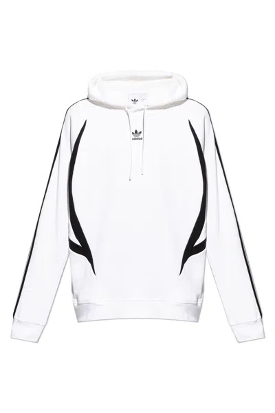 Adidas Originals Logo Printed Drawstring Hoodie In White