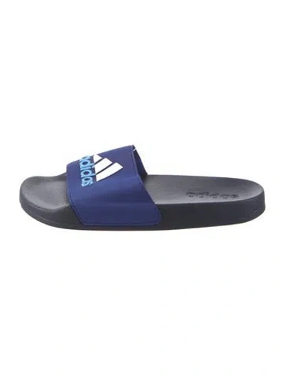 Pre-owned Adidas Originals Babies' Logo Printed Slides W/ Tags In Blue