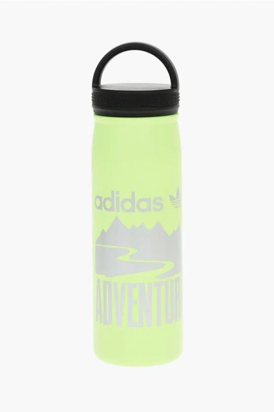 Adidas Originals Logo Printed Solid Color Water Bottle In Yellow