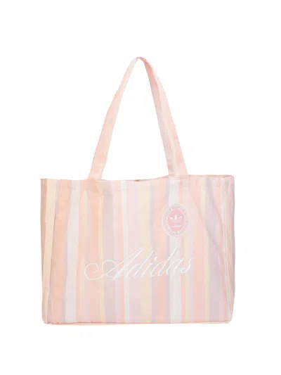 Adidas Originals Striped Embroidered Tote Bag In Pink