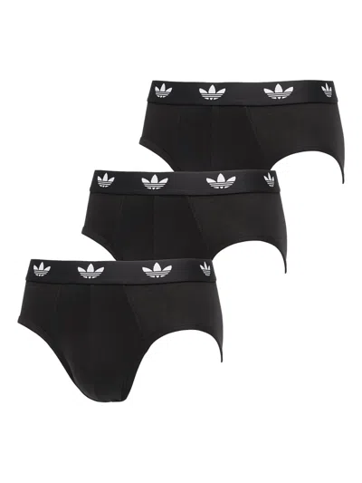Adidas Originals Logo-waistband Briefs (pack Of Three) In Black