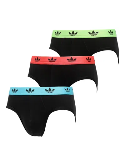 Adidas Originals Logo-waistband Briefs Set In Black