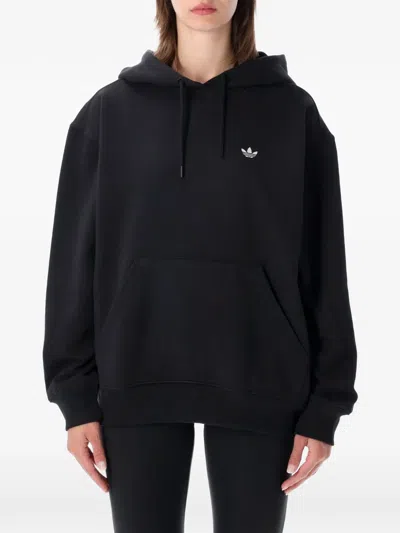 Adidas Originals Logo-embroidered Pouch-pocket Hoodie In Black