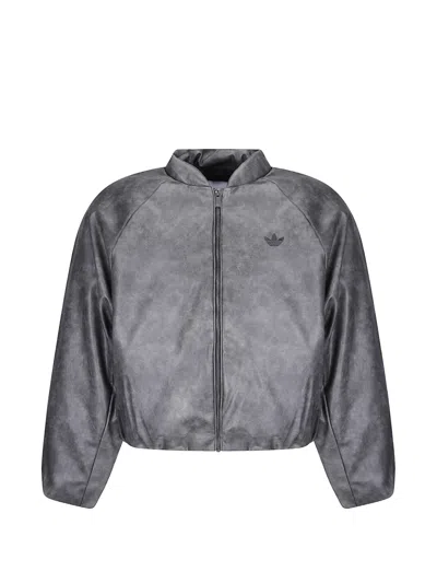 Adidas Originals Logo-embroidered Raglan-sleeve Bomber Jacket In Black
