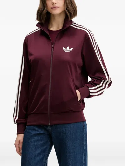 Adidas Originals Logo-embroidered Side-stripe Jacket In Burgundy