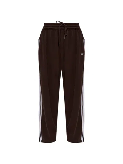 Adidas Originals Logo-embroidered Side-stripe Track Pants In 브라운