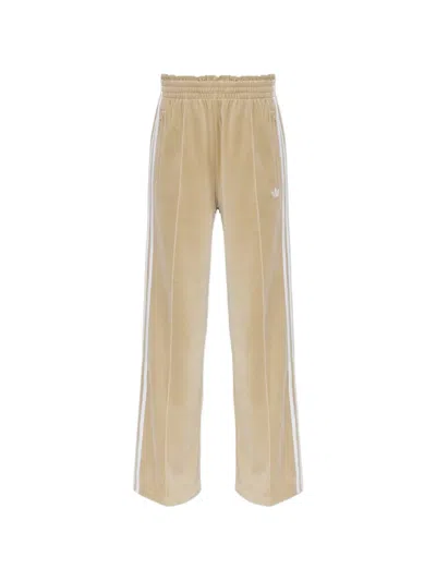 Adidas Originals Logo-embroidered Side-stripe Track Pants In Neutrals